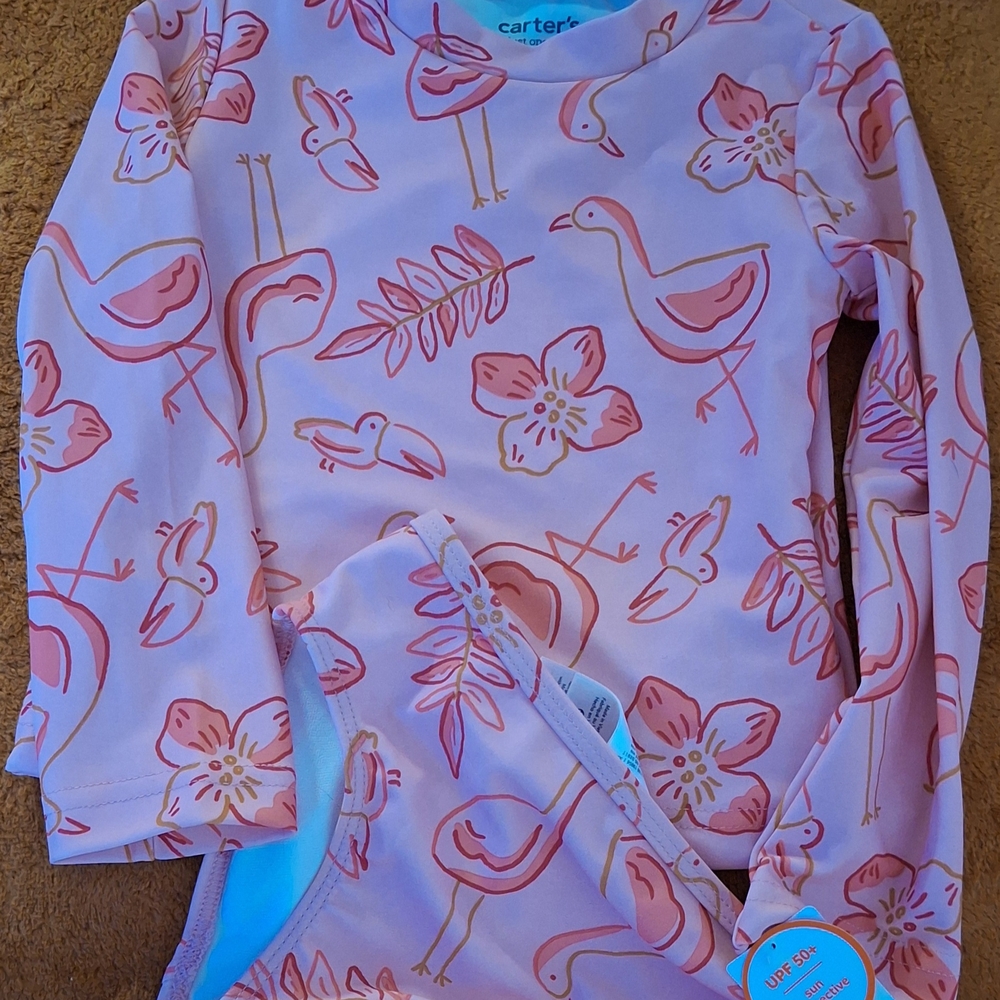 Carter's Pink Flamingo Kids Swim Set